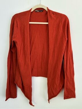 prAna Burnt Orange Open Front Draped Cardigan Sweater Size Medium